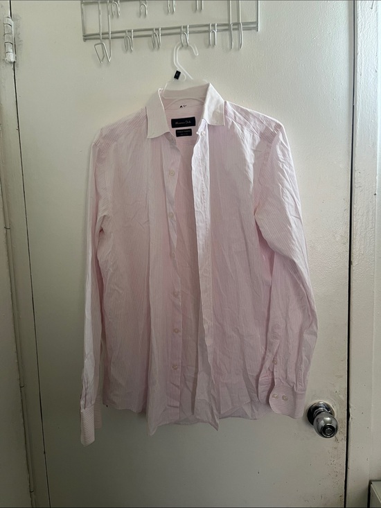 Massimo Dutti Other - Massimo Dutti Mens Dress Shirt in Light Pink Stripe with Classic Collar